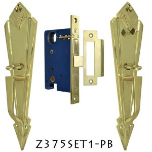 Art Deco Door Plate Entry Mortise Set (Z375SET1)