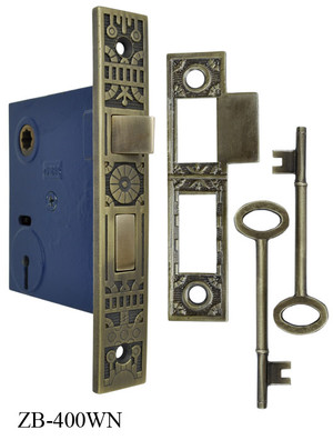 Victorian Windsor Recreated Pattern 2 1/4" Backset Lock- Skeleton Key Or Turnlatch 2 1/2"cc (ZB-400WN)