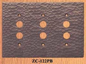 Arts & Crafts Copper Triple Push Button Switch Plate (ZC-122PB)
