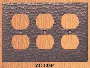 Arts & Crafts Hammered Copper Triple Plug Outlet Plate Cover (ZC-123P)