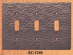 Arts & Crafts Hammered Copper Triple Light Switch Plate Cover (ZC-124S)