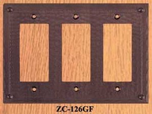 Arts & Crafts Triple GFI Switch Plate Field Pattern (ZC-126GF)