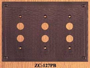 Arts & Crafts Triple Push Button Switch Plate Field Pattern (ZC-127PB)