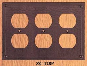 Arts & Crafts Triple Plug Cover Plate Field Pattern (ZC-128P)