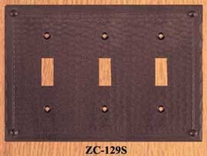 Arts & Crafts Copper 3 Gang Light Switch Cover Plate Field Pattern (ZC-129S)