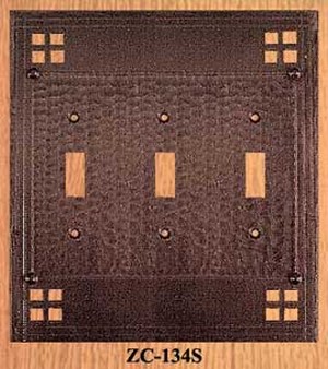 Arts & Crafts Triple Switch Plate Pacific Pattern (ZC-134S)