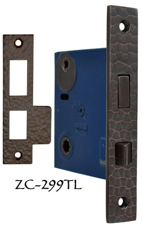 Arts & Crafts Hammered Copper 2 5/8" Backset Mortise Lock- Turnlatch Function (ZC-299TL)