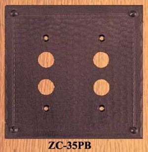Arts & Crafts Double Push Button Switch Plate Field Pattern (ZC-35PB)