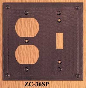 Arts & Crafts Copper Plug & Switch Cover Field Pattern (ZC-36SP)