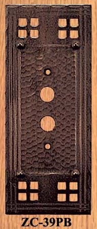 Arts & Crafts Copper Push Button Switch Plate Pacific Pattern (ZC-39PB)