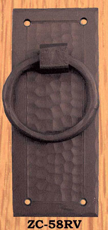 Arts & Crafts Large Vertical Ring Pull Handle Field Pattern (ZC-58RV)
