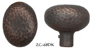 Arts & Crafts Hammered Copper Finish Oval Doorknob (ZC-68DK)