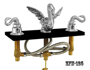 Bathroom Widespread Swan Faucet Set Nickel Plated (ZF-N125)