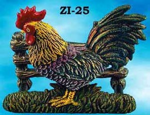 Cast Iron Recreated Rooster Letter Or Napkin Holder (ZI-25)