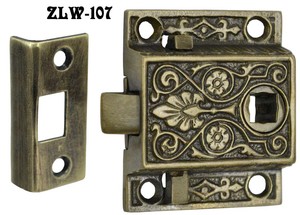 Recreated Locking Victorian Screen Door Latch 1.5" Backset (ZLW-107)