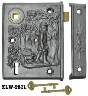 Recreated Iron Left Hand Pioneer Scene Skeleton Key Lock 2 5/8