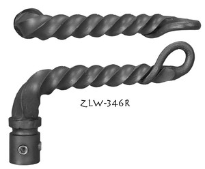 Gothic or Art and Crafts Twisted Iron Right Lever Handle (ZLW-346R)