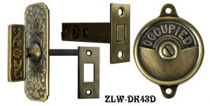 Occupied/Open Bathroom Privacy Latch with Narrow Victorian Turnlatch(ZLW-43D)