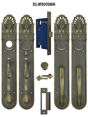 Art Nouveau Pierced Entry Double or French Door Set Locking Mortise (ZLW300DBS)