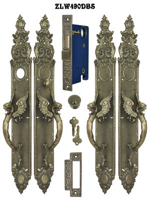Victorian Style Griffin or Dragon Double Door Entry Set 23" Tall (ZLW490DBS)