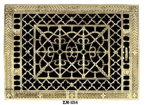 Grill Recreated 10 X 14  Brass Floor, Ceiling, Or Wall Grate For Air Or Heat Vent. Register Cover & Damper (ZM-1015)
