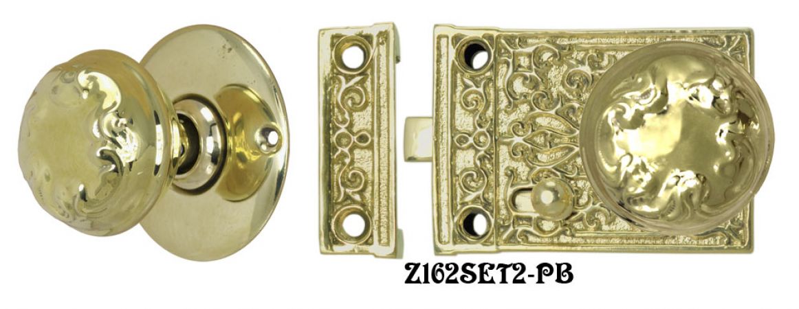 Solid Brass Victorian Surface Lock Passage Door Set (Z162SET2)