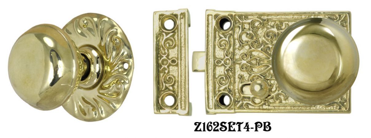 Solid Brass Victorian Surface Lock Passage Door Set (Z162SET4)