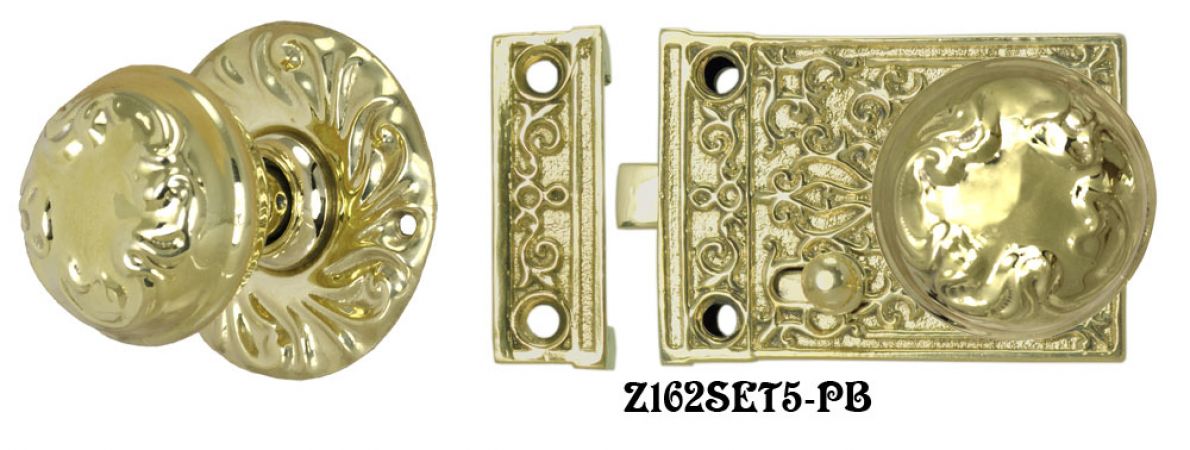 Solid Brass Victorian Surface Lock Passage Door Set (Z162SET5)