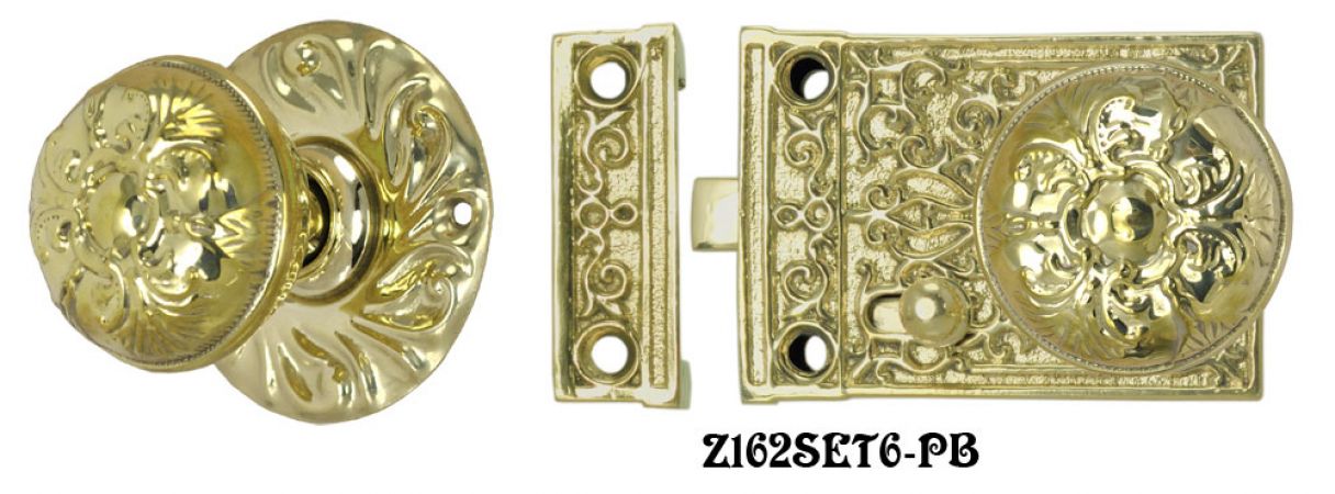 Solid Brass Victorian Surface Lock Passage Door Set (Z162SET6)