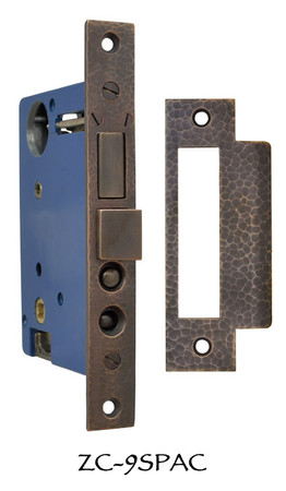 Arts & Crafts Hammered Copper Mortise Lock 2 1/2" Backset (ZC-9SPAC)