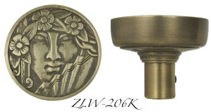 Art Nouveau Lady Face Doorknob (ZLW-206K)