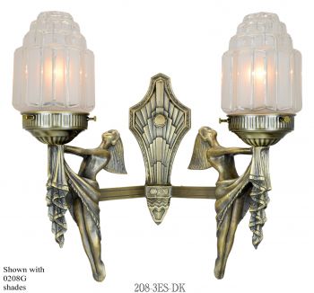Art Deco Two-Arm Solid Brass Figural Wall Sconce (208-ES-DK)