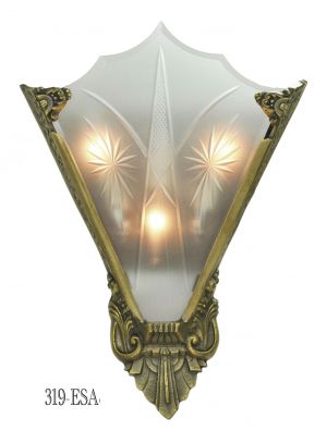 Art Deco Cut Glass and Bronze Sconce (319-ESA)