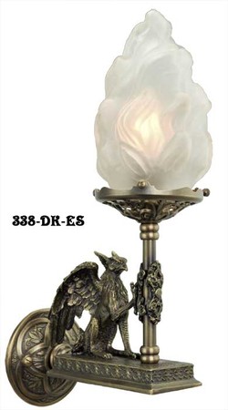 Victorian Gothic Figural Griffin Wall Sconce (338-DK-ES)