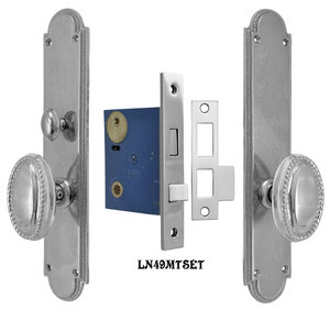 Modern Beaded Edge Door Plate Set with Locking Turnlatch Mortise (L49MTSET)