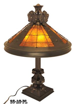 Large Arts and Crafts Table Lamp with Mica Shade (25-AC-PL)