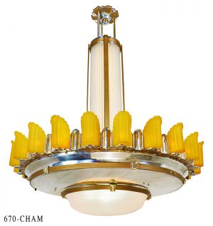54" Diameter Art Deco Empire Series Chandelier Large Commercial Lighting LED Lights (670-CH)