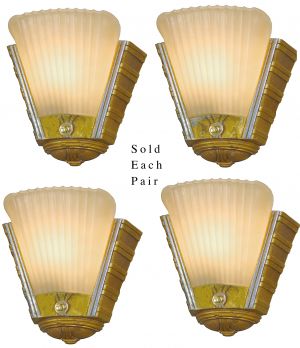 Two Pairs of Nice Art Deco Streamline Sconces (Sold Each Pair) (ANT-1367)