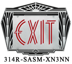 Fancy Art Deco Aluminum Face Exit Sign (314x-SASM-XN3NN)