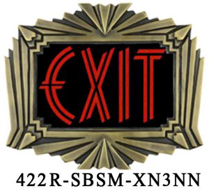 Fancy Art Deco Cast Brass Exit Sign (422x-SBSM-XN5NN)