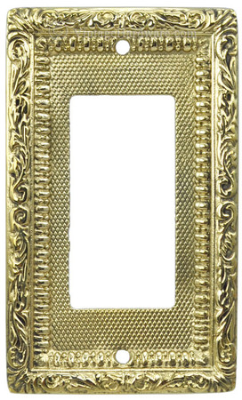 Victorian Decorative Brass Modern GFI or Rocker Switch Plate Cover (L-W13)