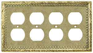 Victorian Decorative Quad Gang Plug Cover Plate (L-W53)
