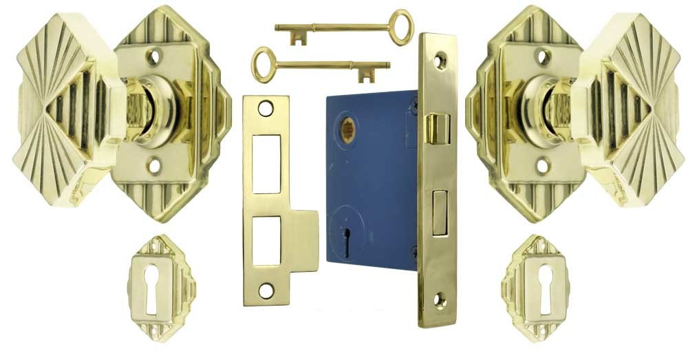 Vintage Hardware Lighting Art Deco Door Knob And Rosette Set W