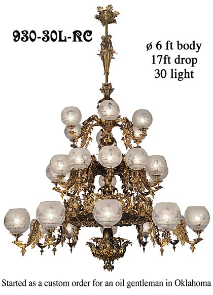 Custom 30 light, 6' Wide, Rococo Chandelier