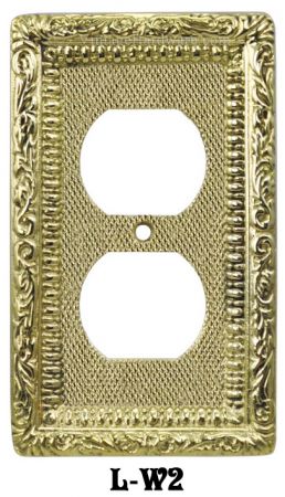 Victorian Decorative Brass Two Plug Outlet Cover Plate (L-W2)