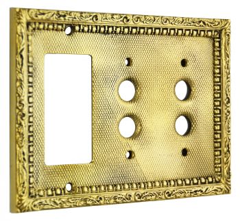 Victorian Triple Gang Decorative GFI & Pushbutton Switch Plate Cover (L-W25)
