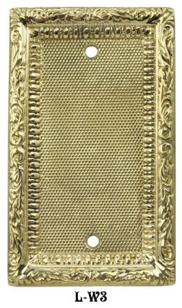 Victorian Decorative Brass Blank Single Switch Plate Cover (L-W3)