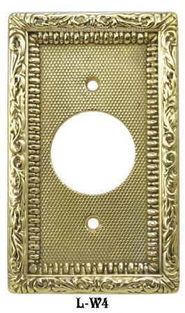 Victorian Decorative Brass Round Plug Cover Plate (L-W4)
