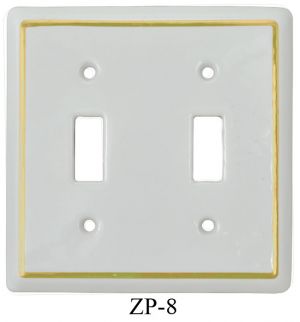 White Porcelain Victorian Style Two Gang Toggle Switch Plate Cover(ZP-8)