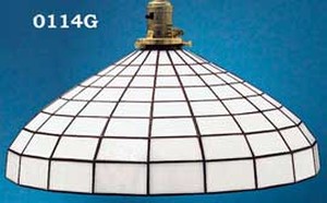 Glass Shade Recreated 16" Diameter White Leaded Glass Shade 2 1/4" Fitter (0114G)